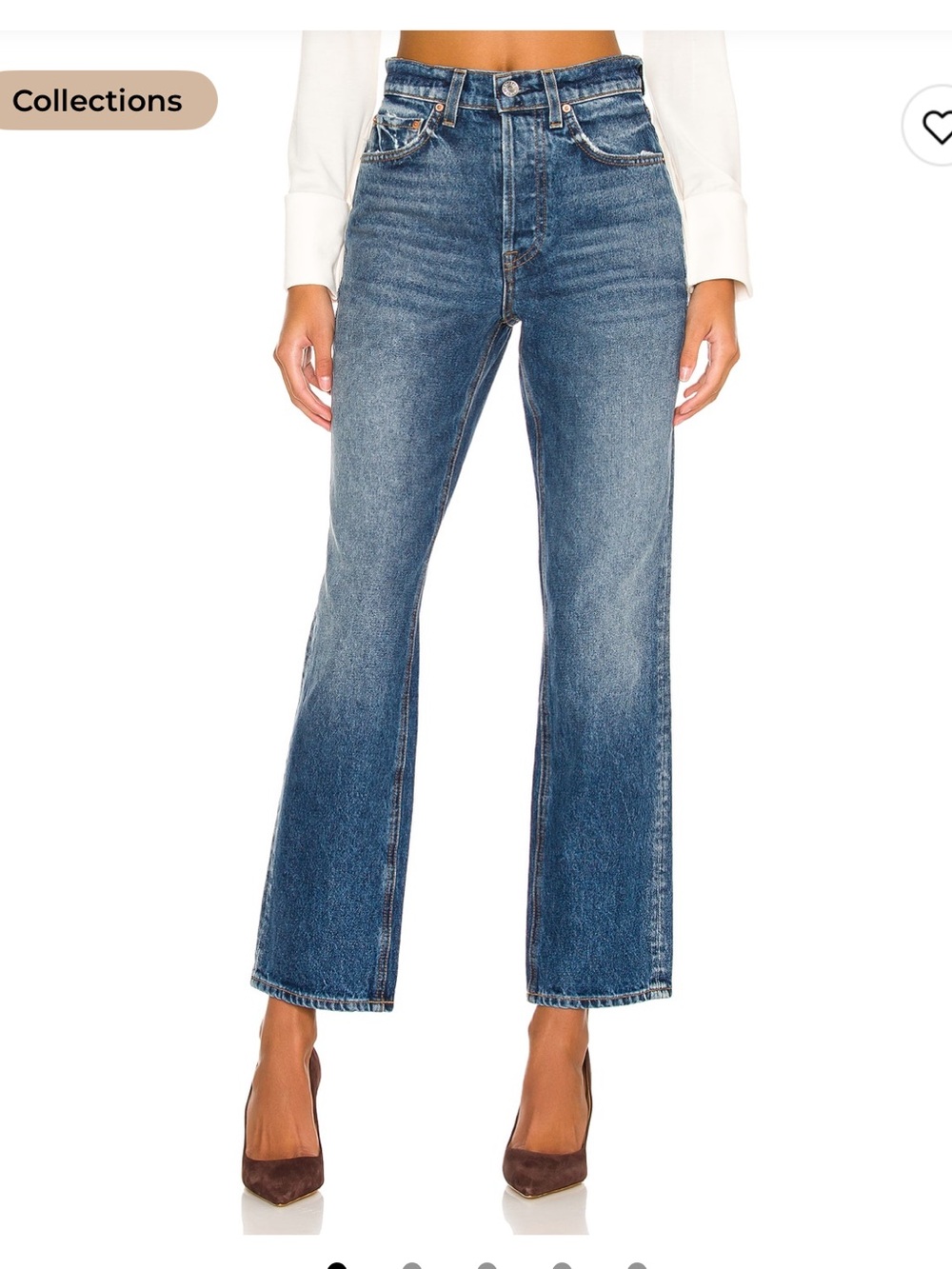 GRLFRND Cassidy High Rise Straight Leg Jeans in Tribeca Blue Wash